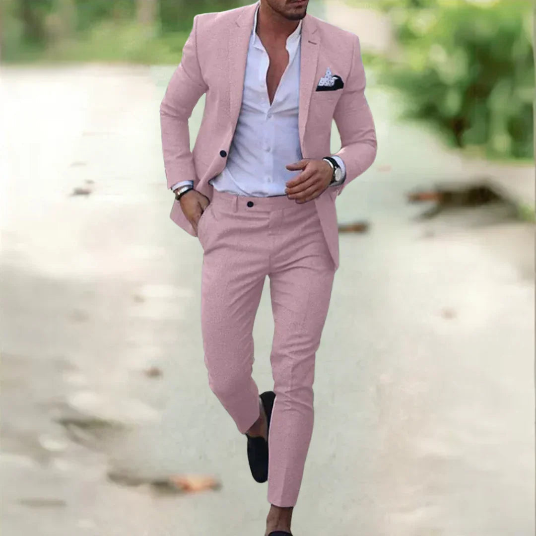 Lightweight Men's Linen Suit Slim Fit 2-Piece for Summer Weddings & Business 9