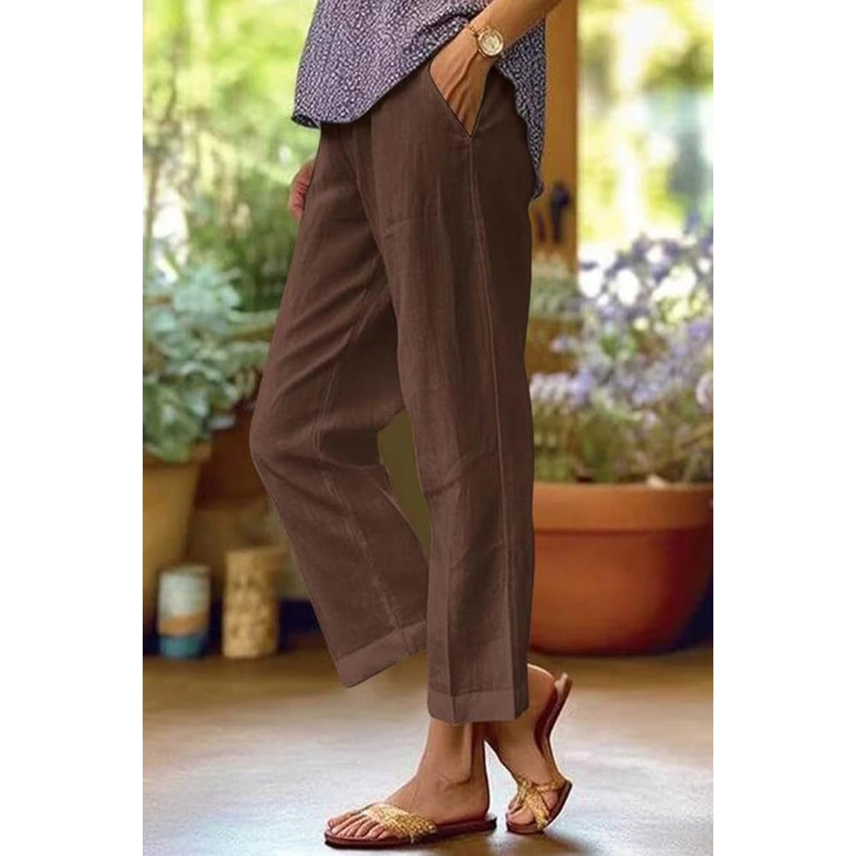 Linen Pants Women Relaxed Fit Wide Leg Design White Summer Trousers 1