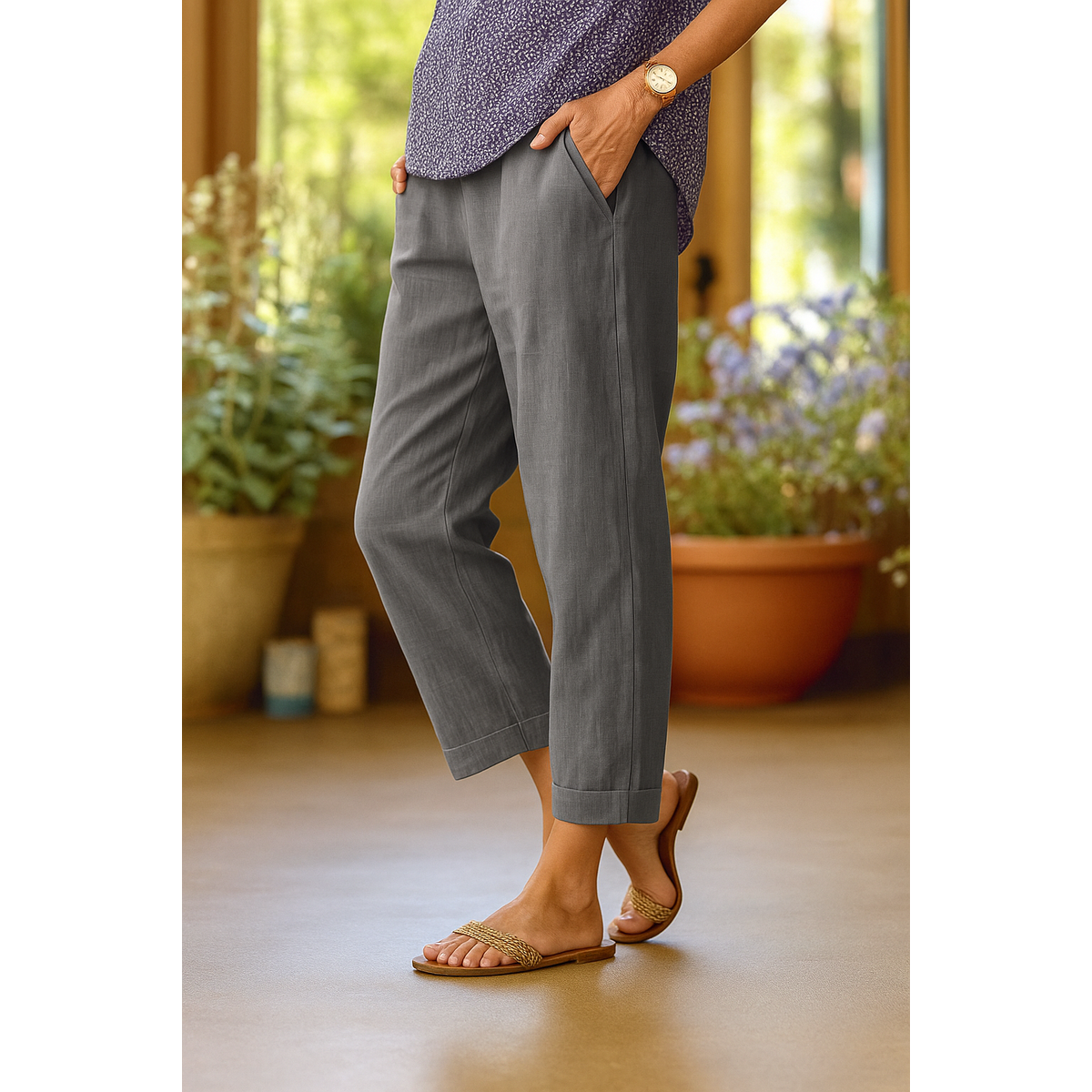 Linen Pants Women Relaxed Fit Wide Leg Design White Summer Trousers 2