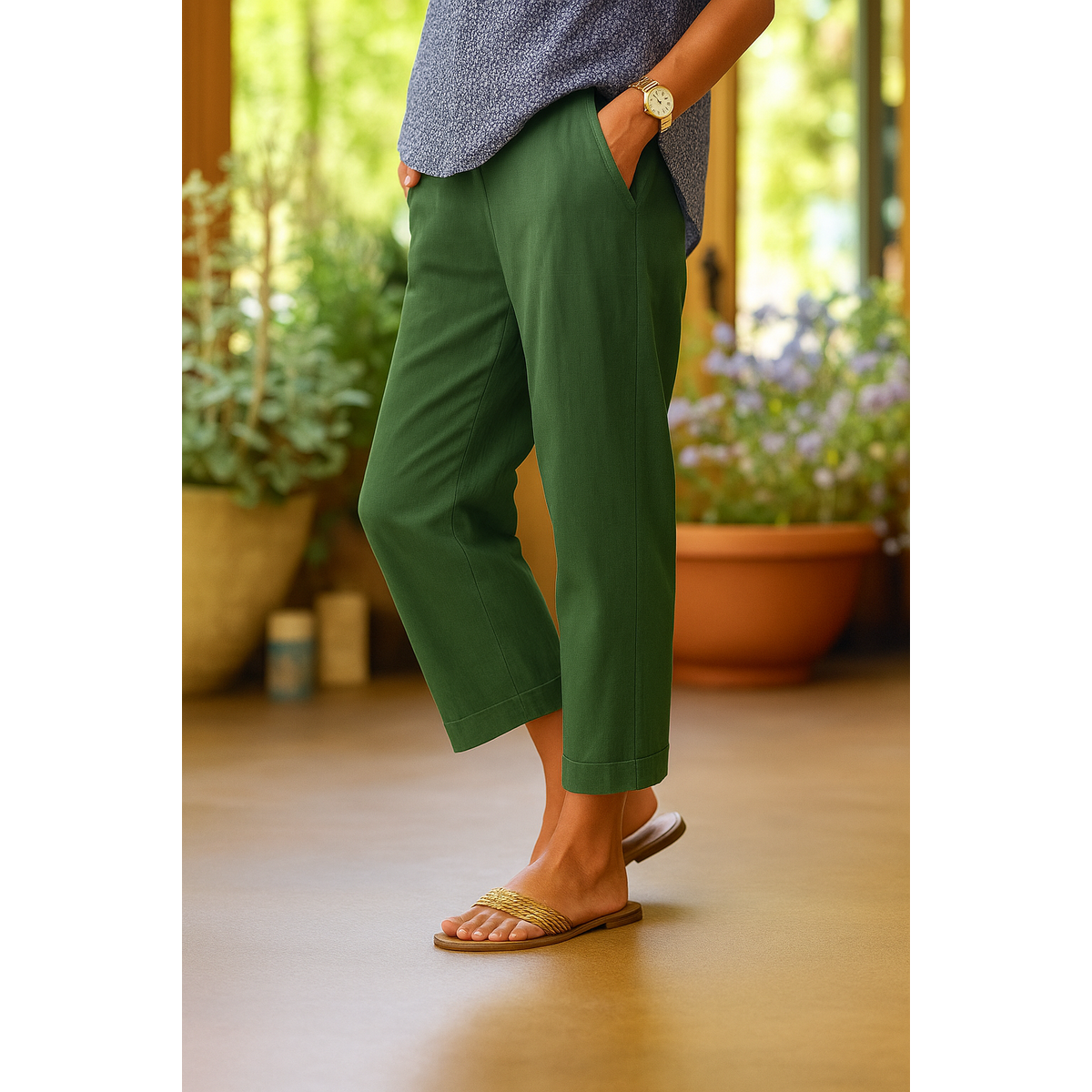Linen Pants Women Relaxed Fit Wide Leg Design White Summer Trousers 3