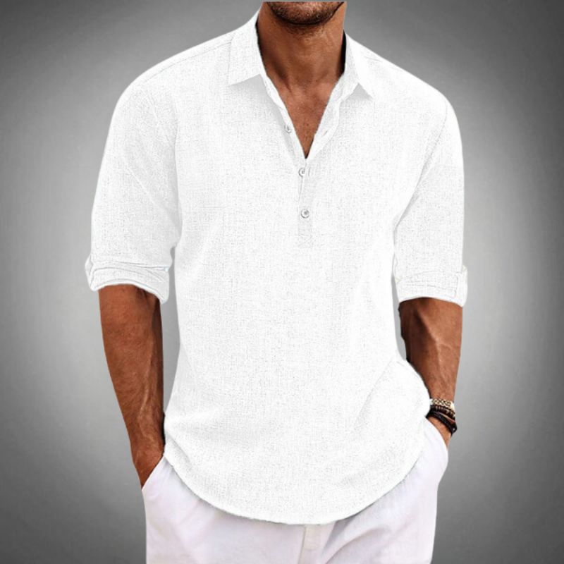 Linen Polo Shirt Men Breathable Stylish Casual Fit Summer Essential 3
