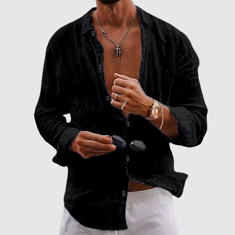 Linen Shirt Men Casual Button-Down Lightweight Breathable Summer Style 4