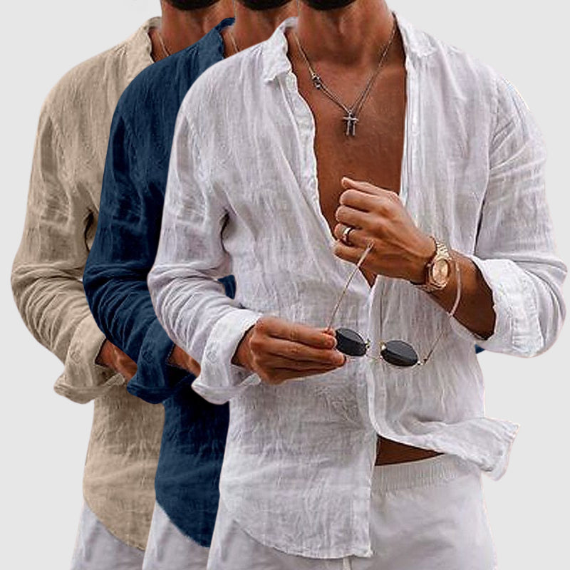 Linen Shirt Men Casual Button-Down Lightweight Breathable Summer Style 6