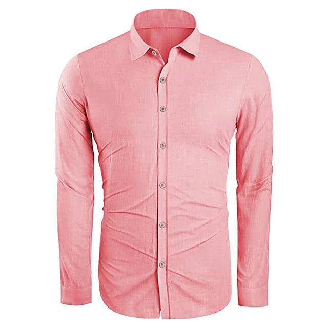 Linen Shirt Men Cotton-Linen Blend Casual Summer Style Breathable Fit 3