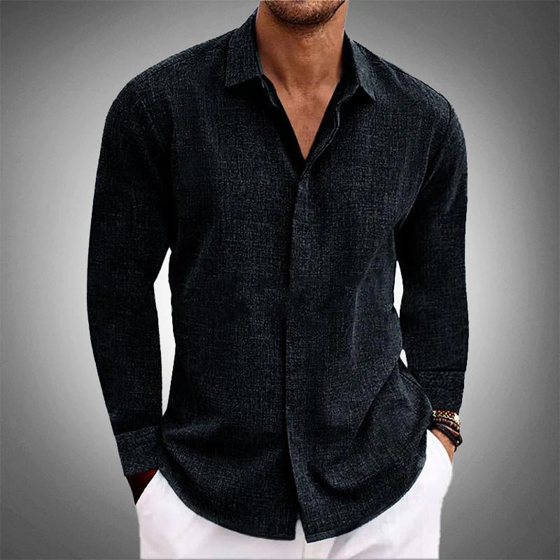 Linen Shirt Men Premium Quality Long Sleeve Button Closure Casual 1