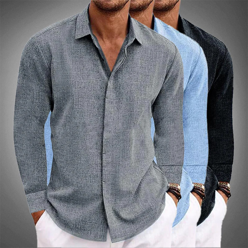 Linen Shirt Men Premium Quality Long Sleeve Button Closure Casual 4