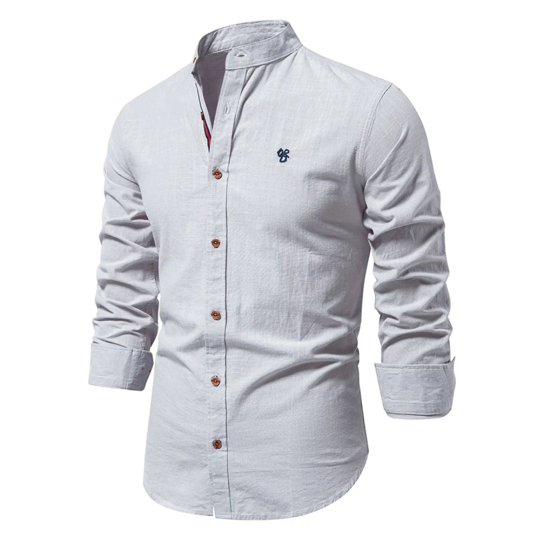 Long-Sleeved Men's Shirt Stand-Up Collar Classic Fit Casual Elegance 2