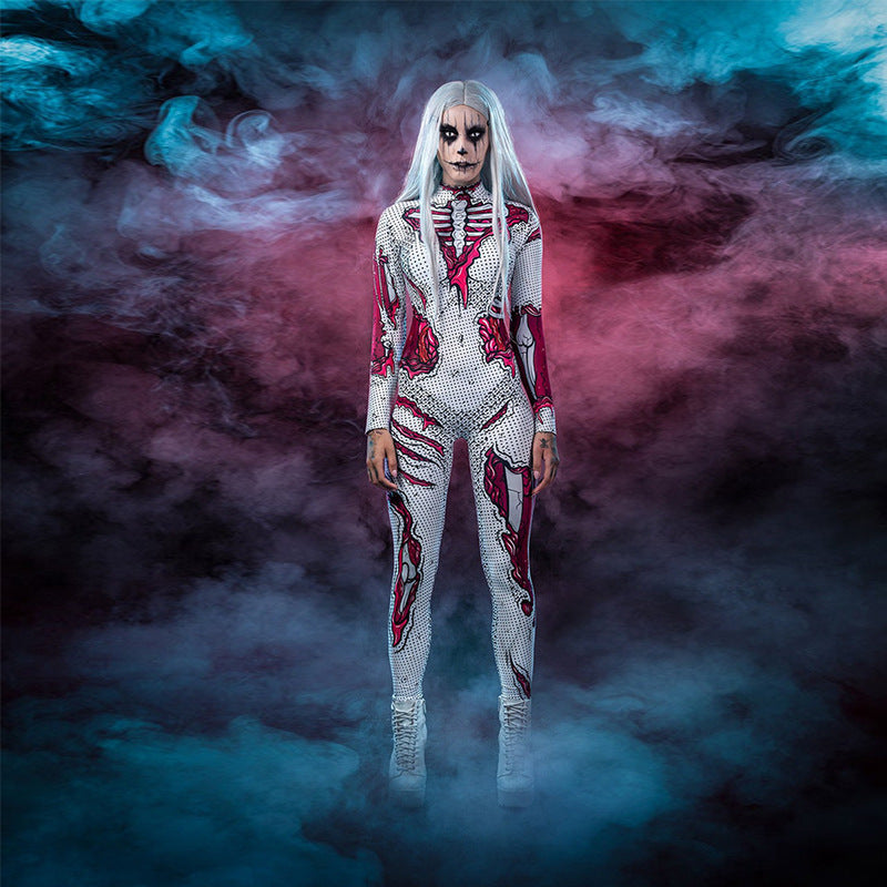 Long-Sleeved Skeleton Costume Halloween Classic Stylish Design 0