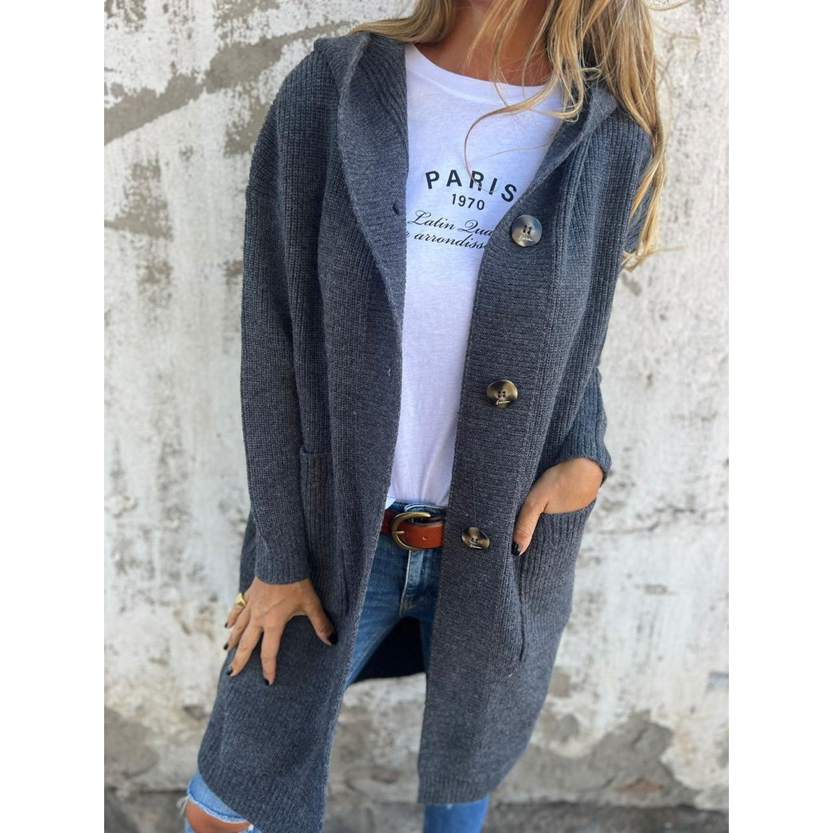 Long Cardigan Women Cozy Soft Material Relaxed Fit Everyday Essential 1