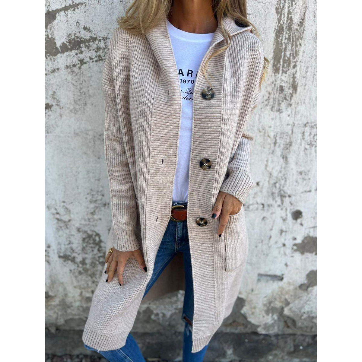 Long Cardigan Women Cozy Soft Material Relaxed Fit Everyday Essential 3