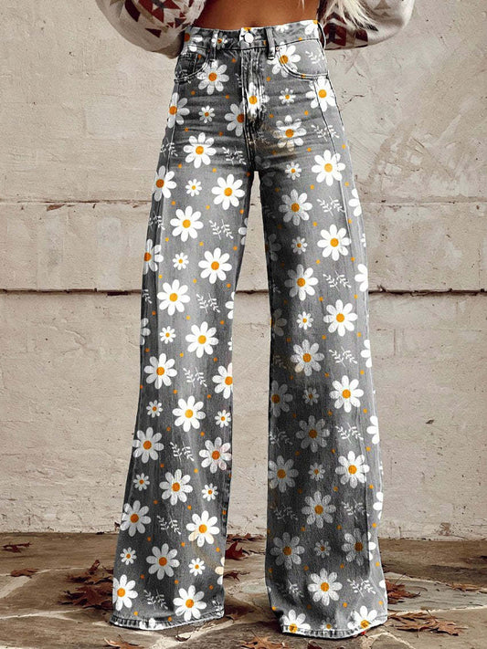 Long Denim Pants Women Casual Chic Wide Leg Summer Style 0