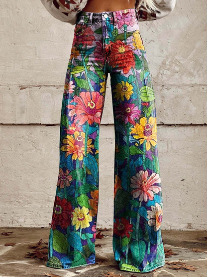 Long Denim Pants Women Casual Chic Wide Leg Summer Style 1