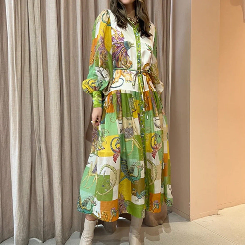 Long Sleeve Maxi Dress Women V-Neck Flowing Design Elegant 4