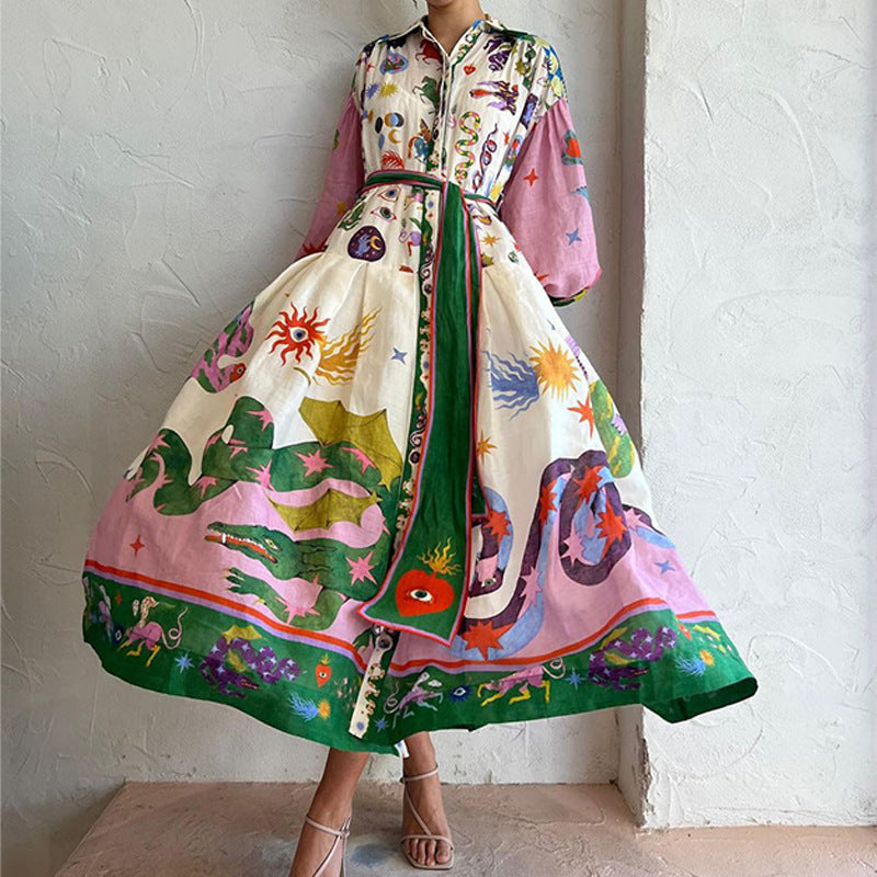 Long Sleeve Maxi Dress Women V-Neck Flowing Design Elegant 6