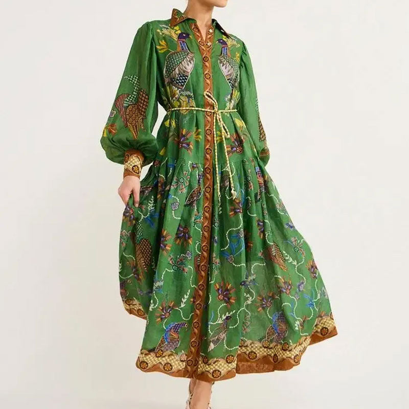 Long Sleeve Maxi Dress Women V-Neck Flowing Design Elegant 8