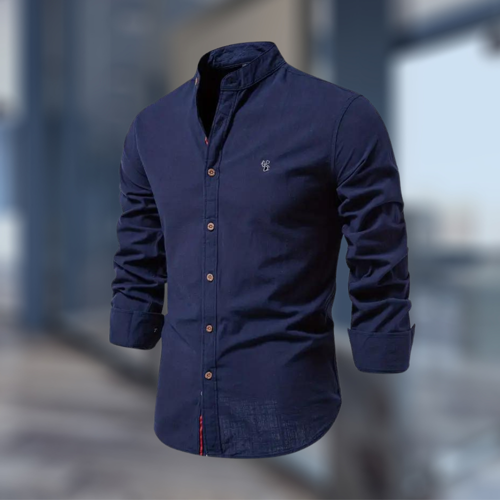 Long Sleeve Polo Shirt Men Stylish Casual Elegance Modern Fit 4