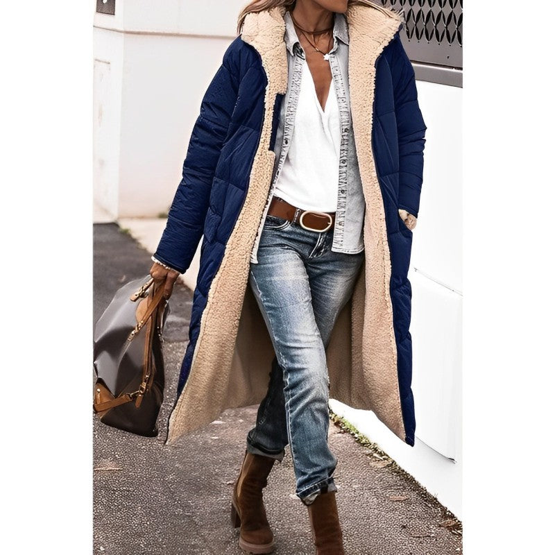 Long Winter Coat Women Stylish Versatile Teddy Lined Gray Puffer 2