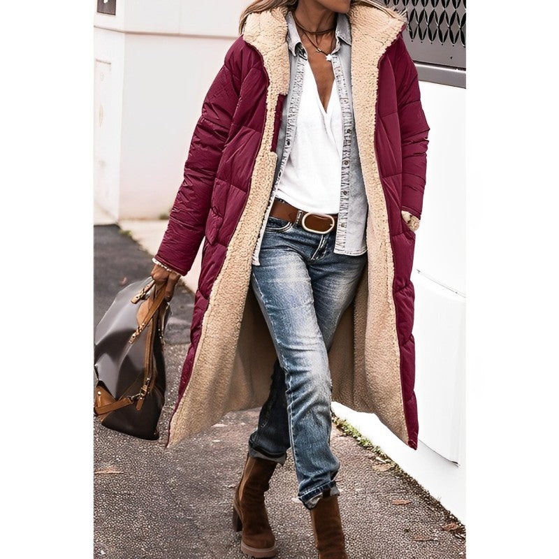 Long Winter Coat Women Stylish Versatile Teddy Lined Gray Puffer 5