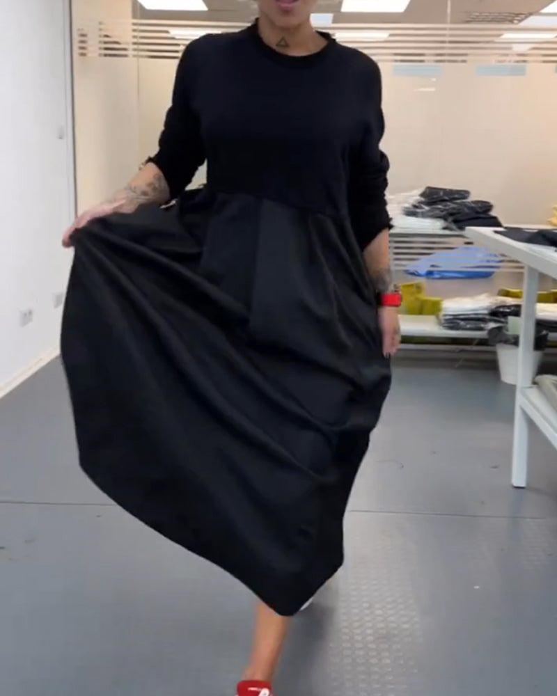 Maxi Dress Women Solid Color A-Line with Pockets Casual 1