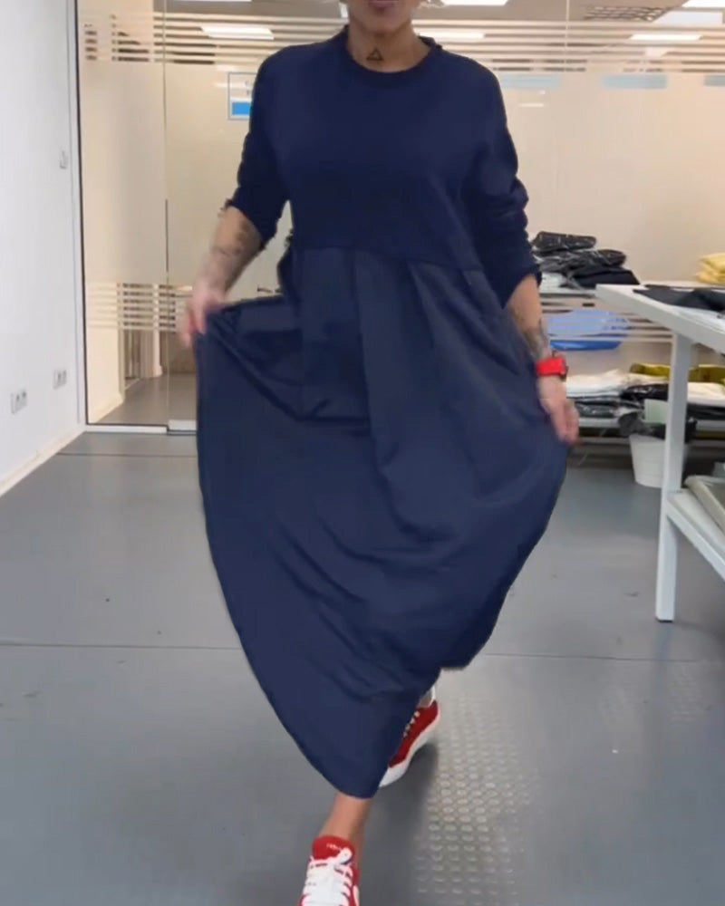 Maxi Dress Women Solid Color A-Line with Pockets Casual 10