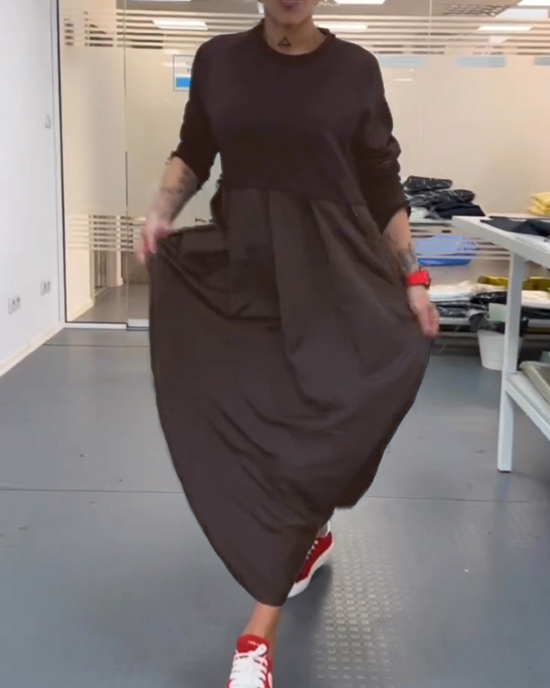 Maxi Dress Women Solid Color A-Line with Pockets Casual 11