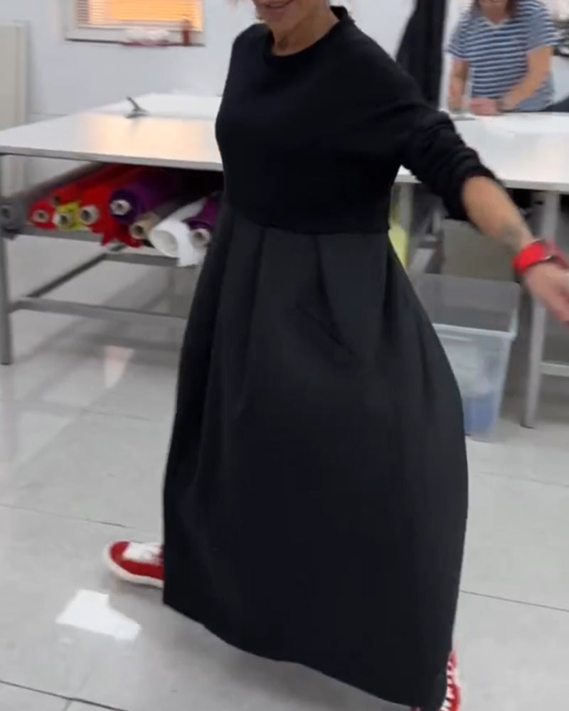 Maxi Dress Women Solid Color A-Line with Pockets Casual 6