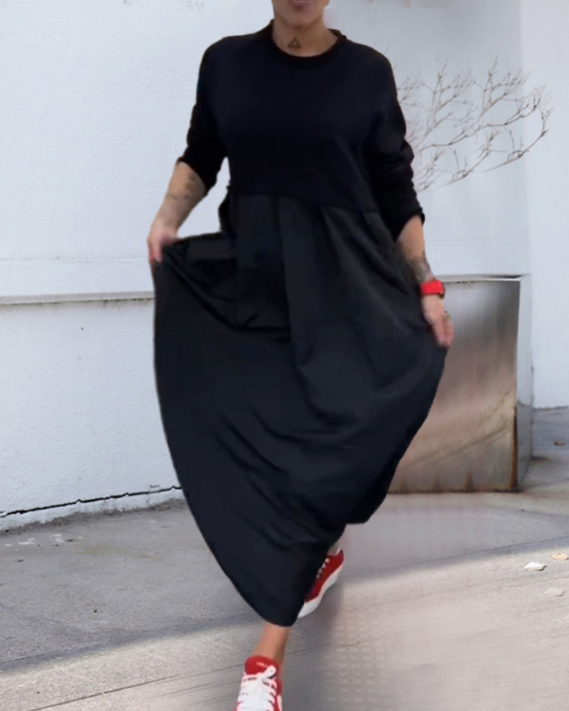 Maxi Dress Women Solid Color A-Line with Pockets Casual 7