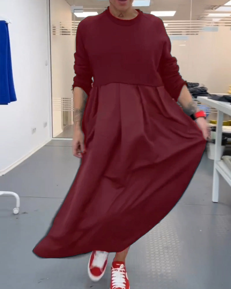 Maxi Dress Women Solid Color A-Line with Pockets Casual 9