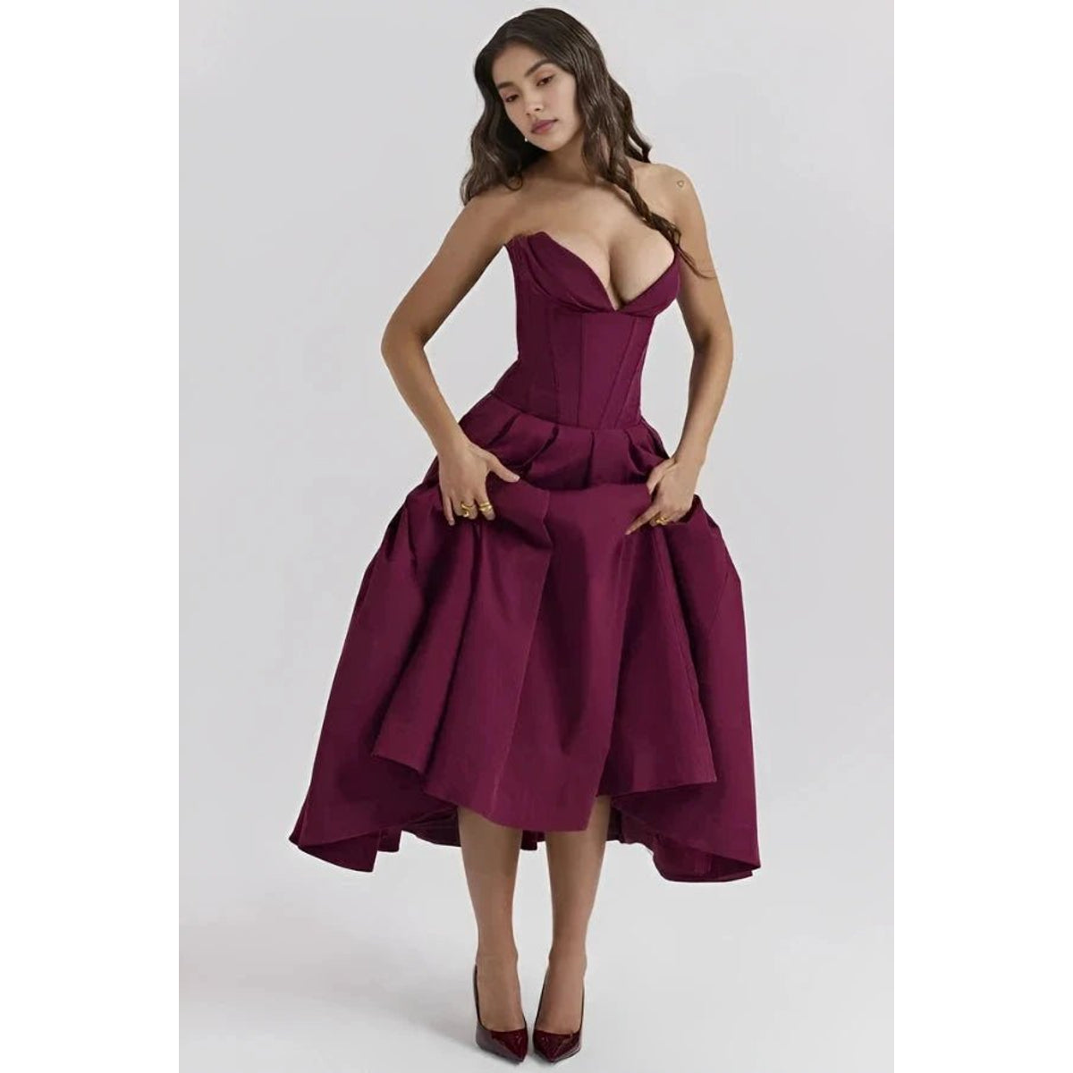Maxi Dress for Women Elegant Architectural Bodice Perfect for Parties 8