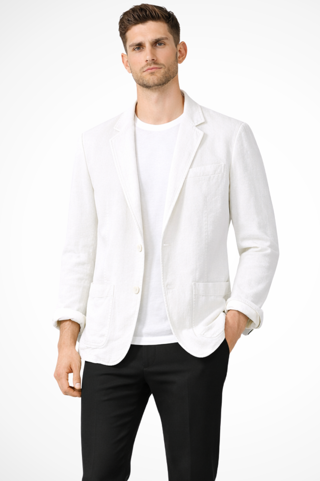 Men Casual Linen Summer Blazer Medium Grey Relaxed Fit 2