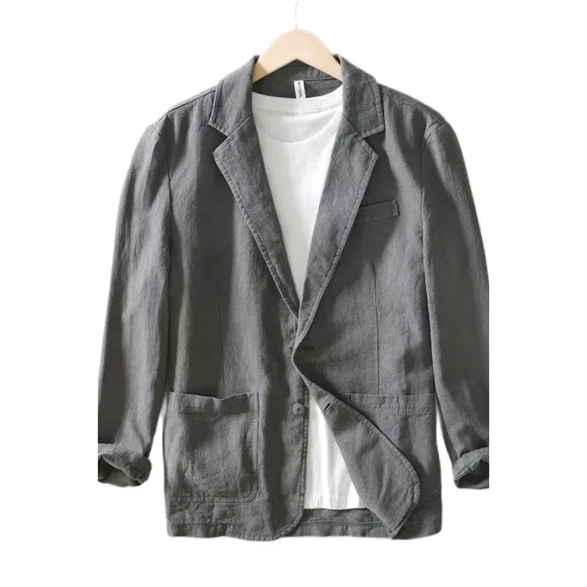 Men Casual Linen Summer Blazer Medium Grey Relaxed Fit 7