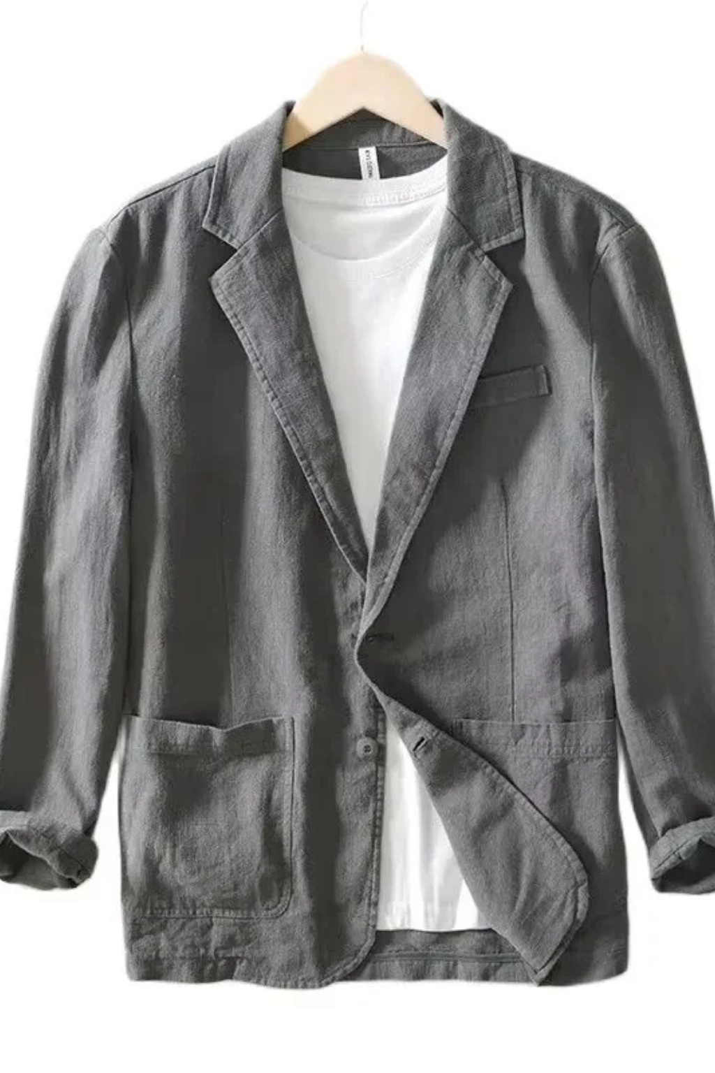 Men Casual Linen Summer Blazer Medium Grey Relaxed Fit 7