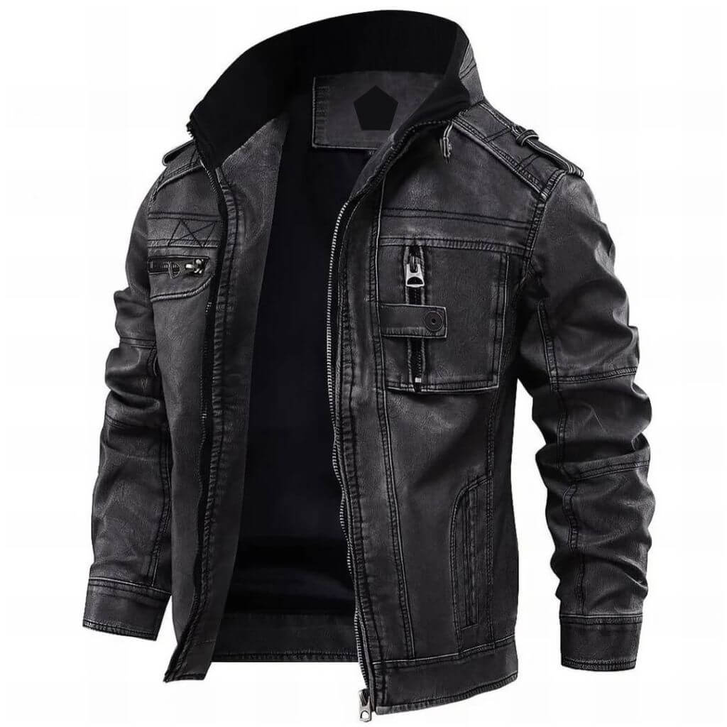 Herren Schwarze Lederjacke Klassisches Echtes Leder Bomber-Stil