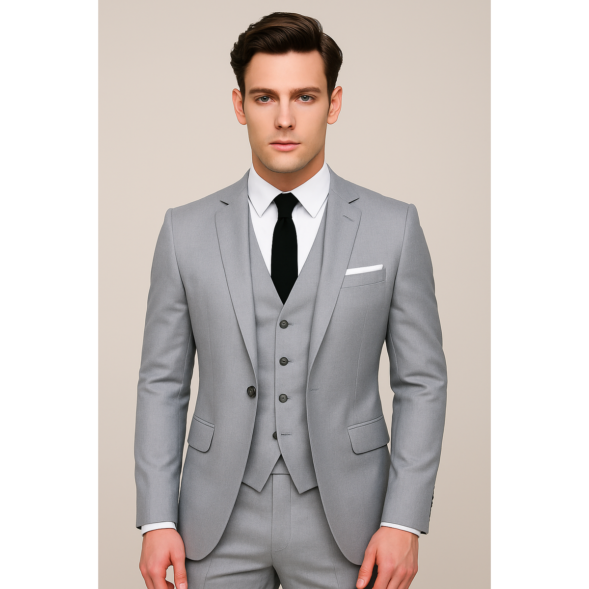 Men's 3-Piece Formal Slim Fit Suit Black Elegant Style for Weddings 1