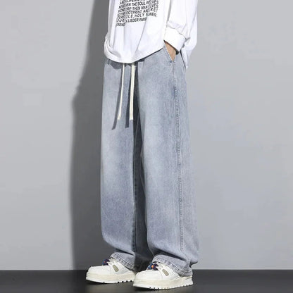 Men's Baggy Jeans Adjustable Drawstring Modern Streetwear Casual Fit 0