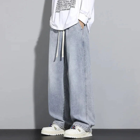Men's Baggy Jeans Adjustable Drawstring Modern Streetwear Casual Fit 0
