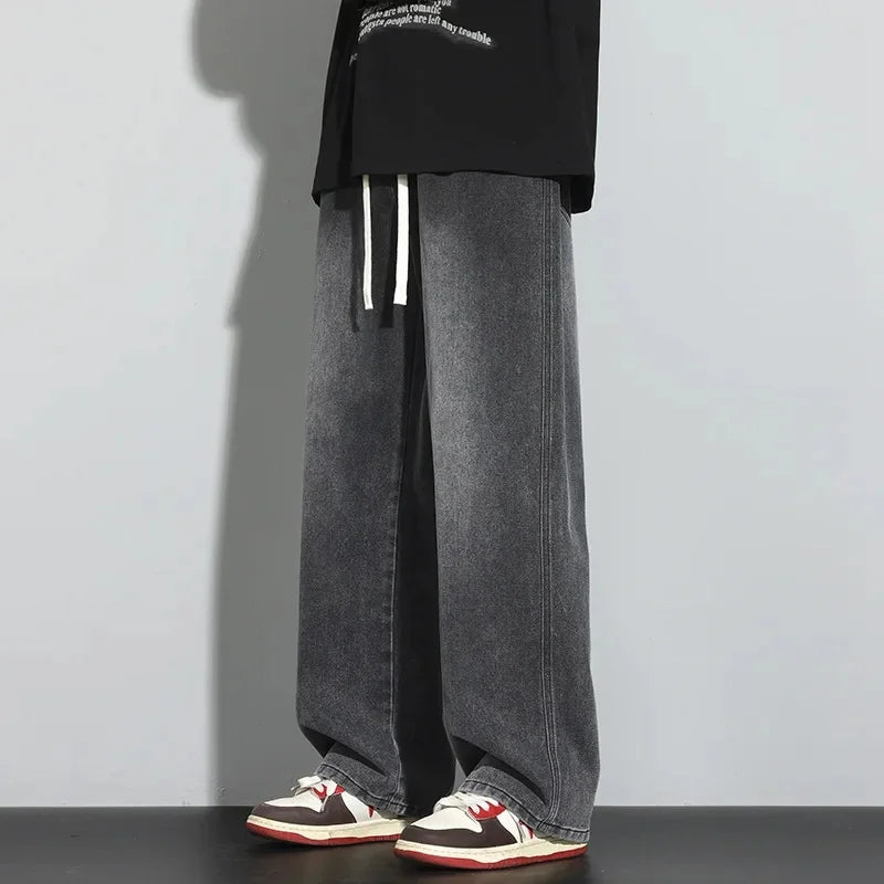 Men's Baggy Jeans Adjustable Drawstring Modern Streetwear Casual Fit 2