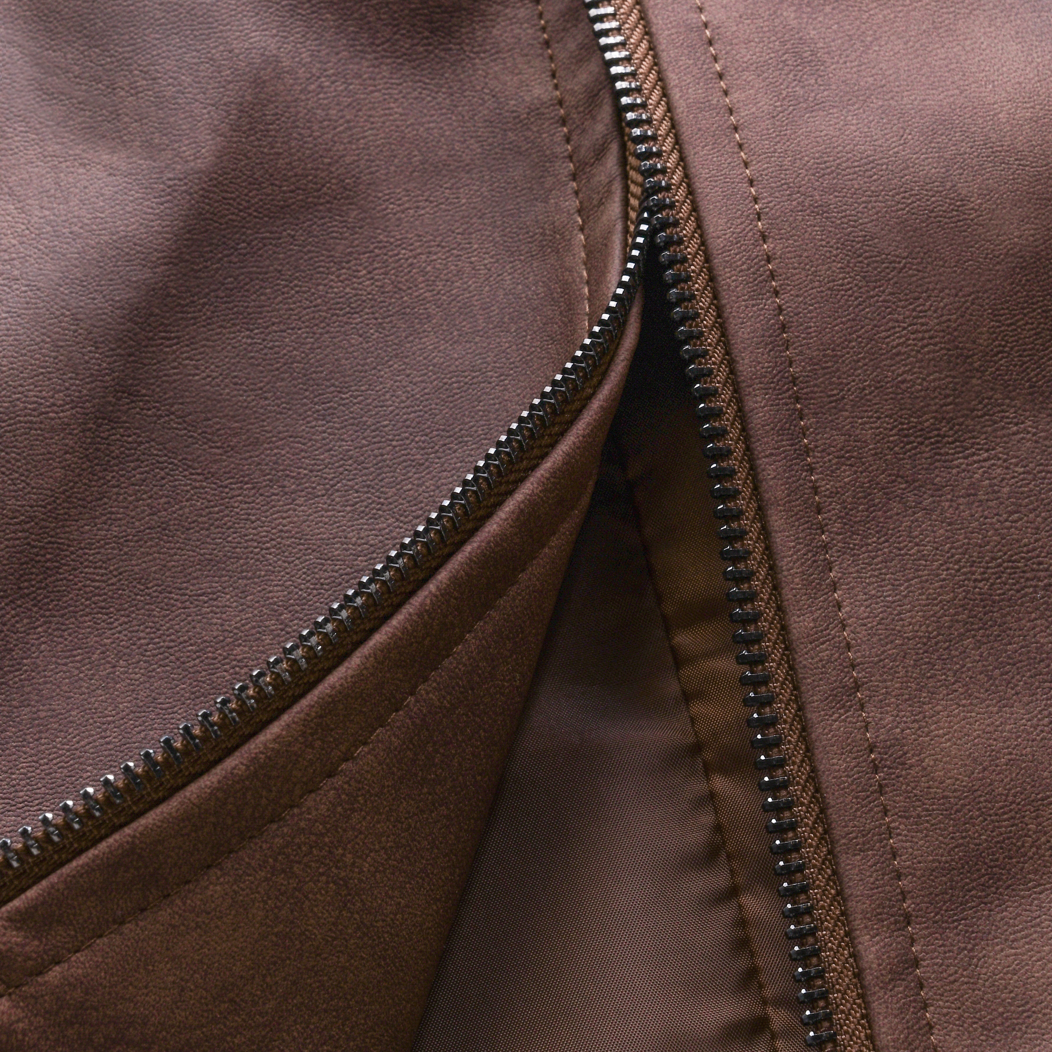Men's Black Leather Jacket Classic Biker Style Zippered Fit 4