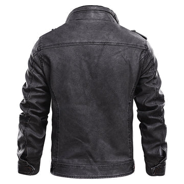 Men's Black Leather Jacket Classic Real Leather Bomber Style 1