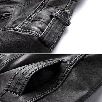 Men's Black Leather Jacket Classic Real Leather Bomber Style 2