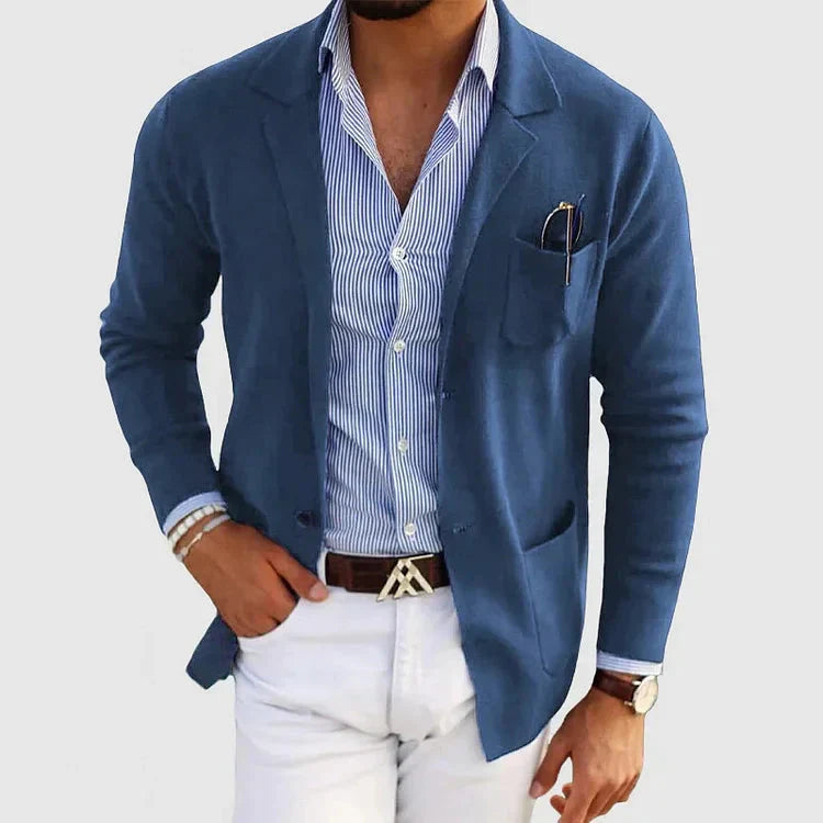Men's Blazer Jacket Casual Button Pockets Notched Collar Stylish Elegant 0