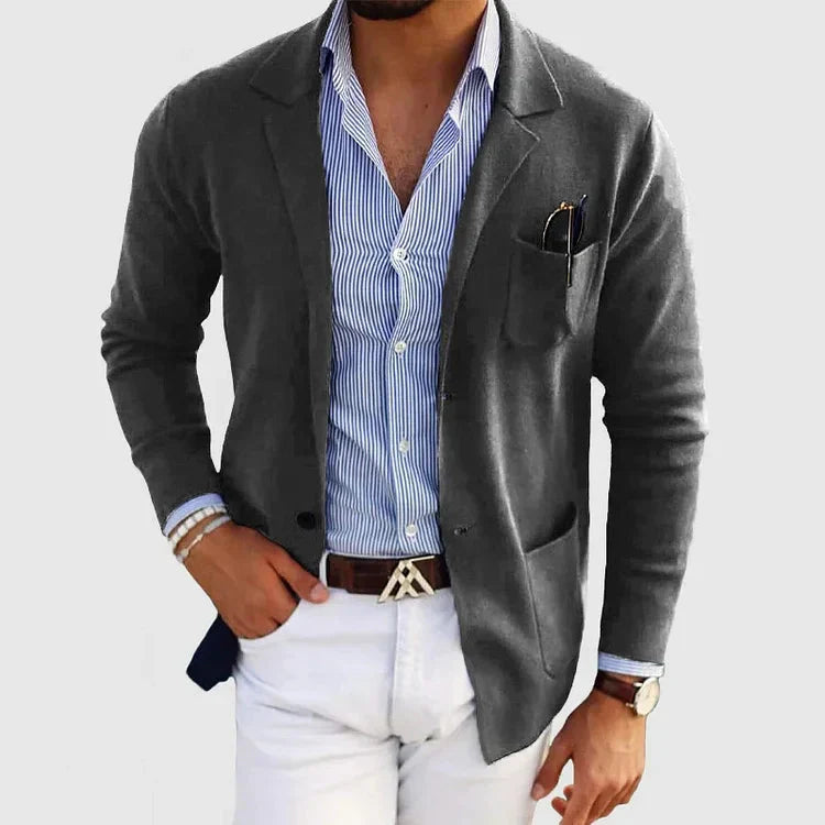 Men's Blazer Jacket Casual Button Pockets Notched Collar Stylish Elegant 4