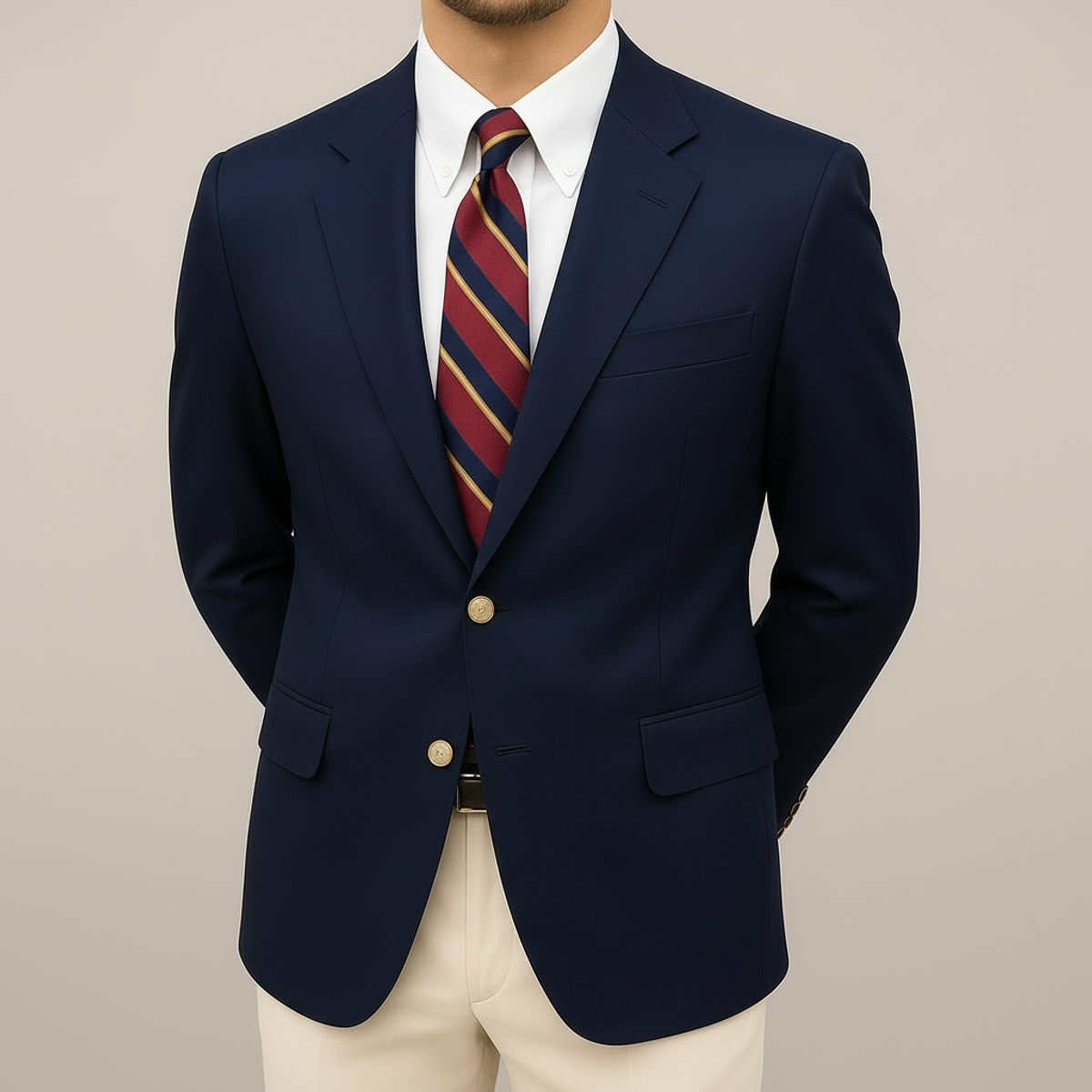 Men's Blazer Jacket Classic Notch Lapel Gold Button Detail Smart Casual 0