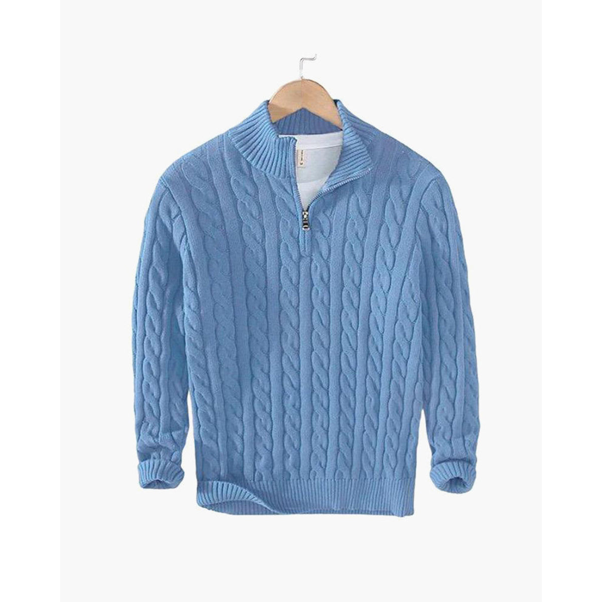 Men's Cable Knit Half-Zip Sweater Elegant Warmth Classic Style 4