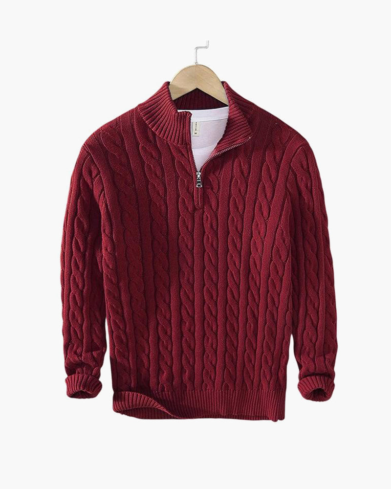 Men's Cable Knit Half-Zip Sweater Elegant Warmth Classic Style 6