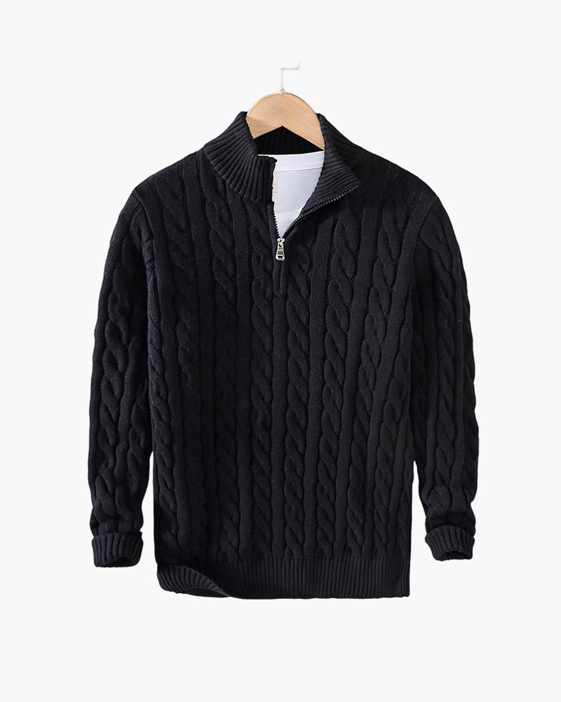 Men's Cable Knit Half-Zip Sweater Elegant Warmth Classic Style 8