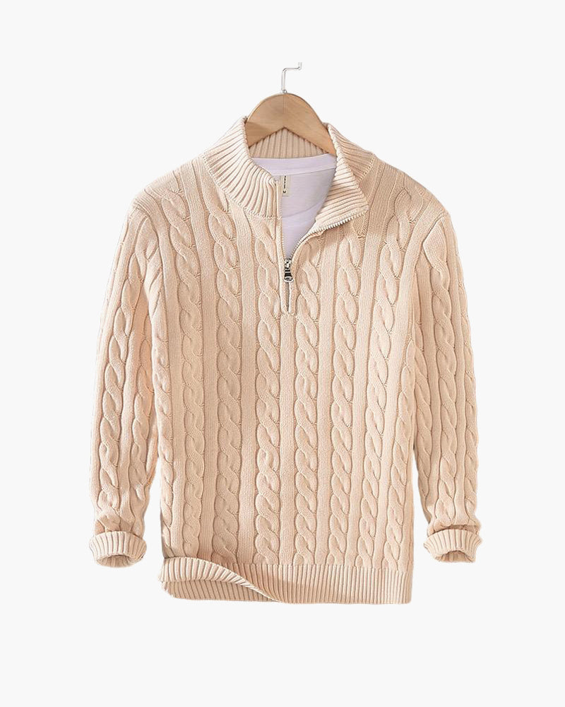 Men's Cable Knit Half-Zip Sweater Elegant Warmth Classic Style 9