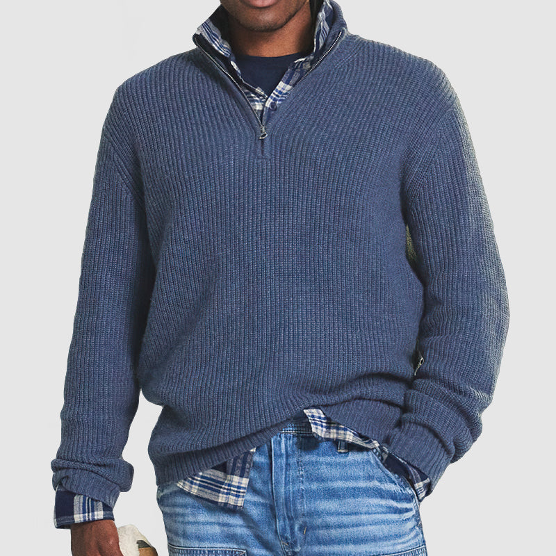 Men's Cashmere Half Zip Pullover Business Casual Style Elegant Comfort 2