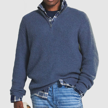 Men's Cashmere Half Zip Pullover Business Casual Style Elegant Comfort 2