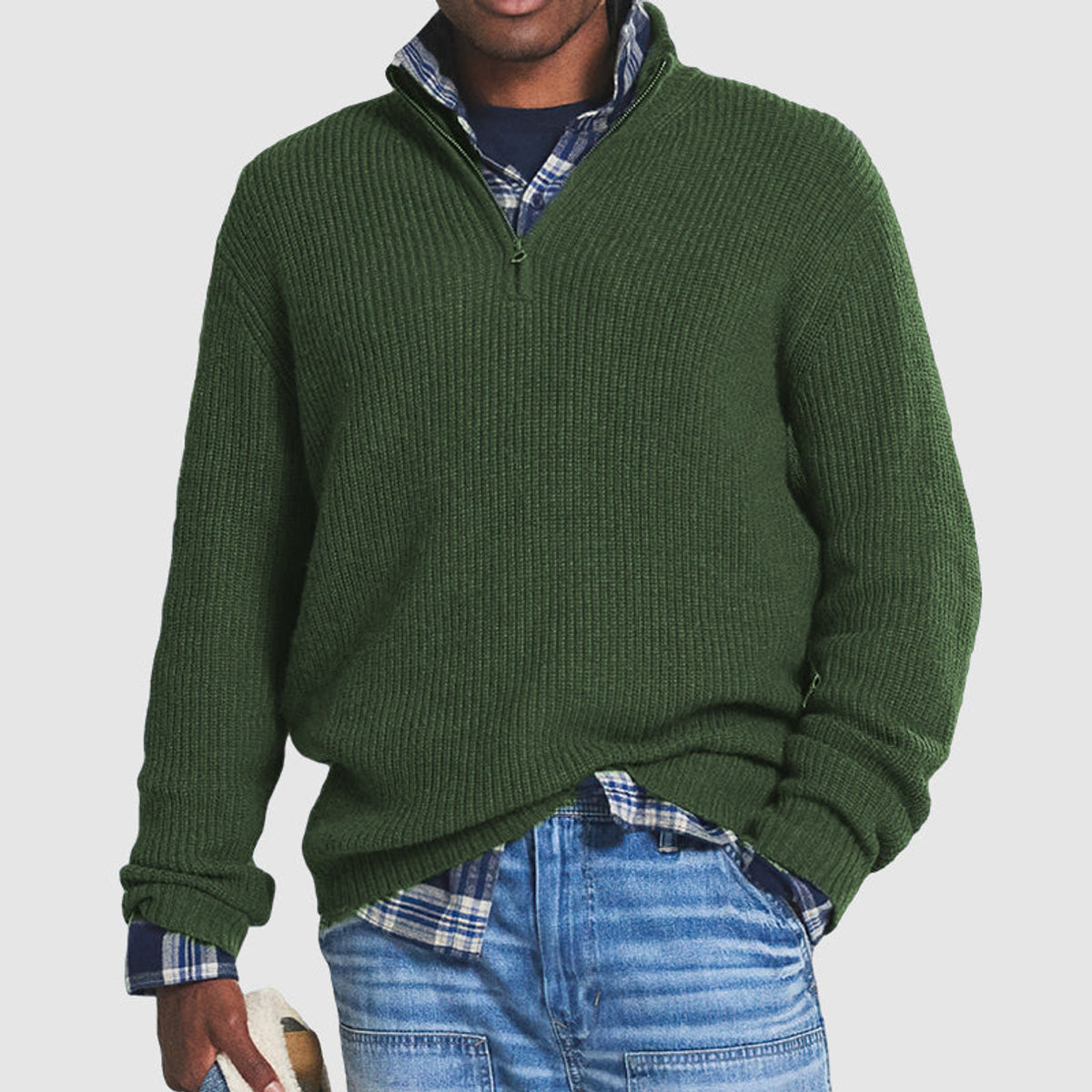 Men's Cashmere Half Zip Pullover Business Casual Style Elegant Comfort 4